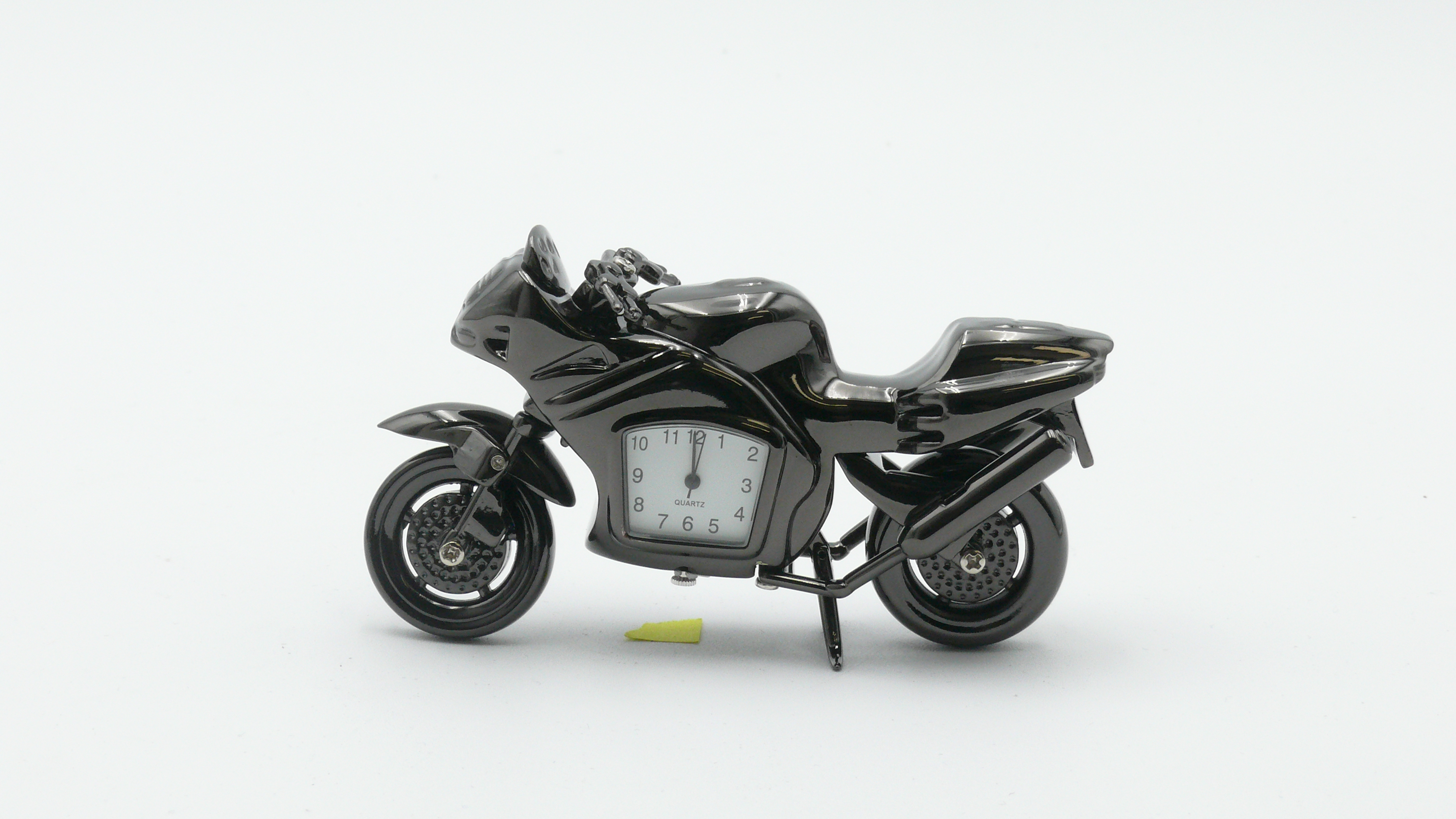 Miniatur-Uhr Motorrad schwarz