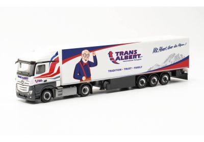 Herpa 314992 Mercedes-Benz Actros Streamspace 2.5 Kühlkoffer-Sattelzug "Transalbert" (Italien/Sluderno)