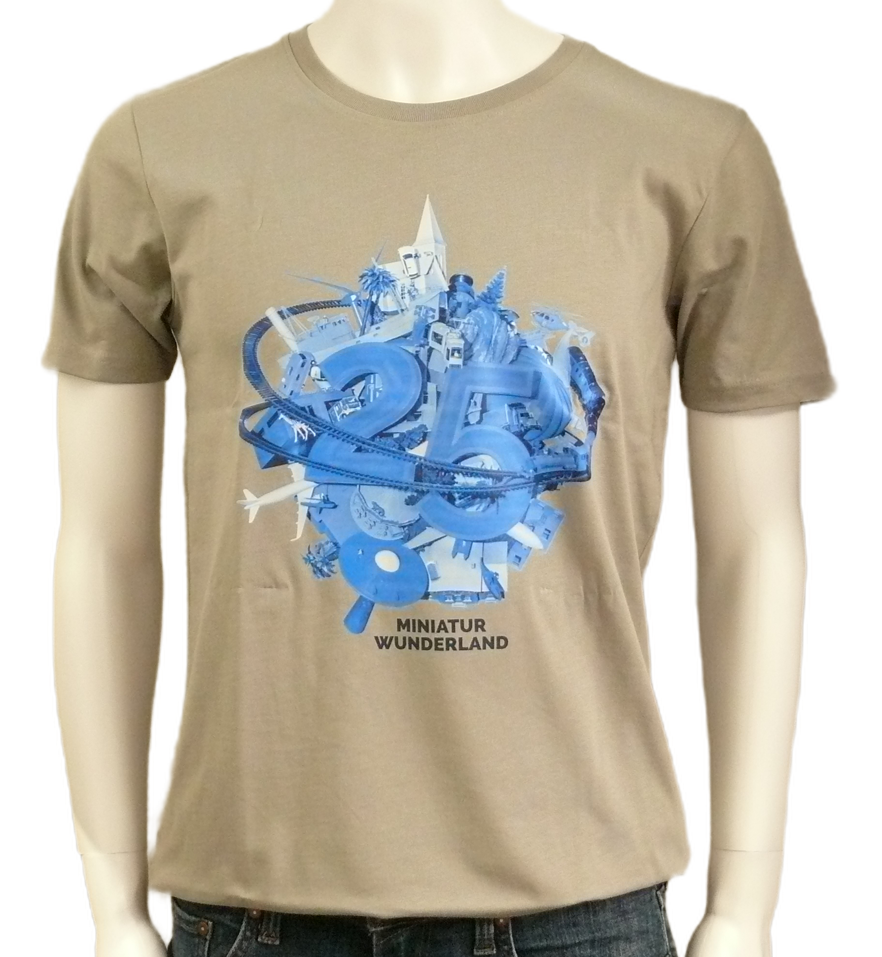 T-Shirt – 25 Years of Miniatur Wunderland – Anniversary Logo, Grey / Blue