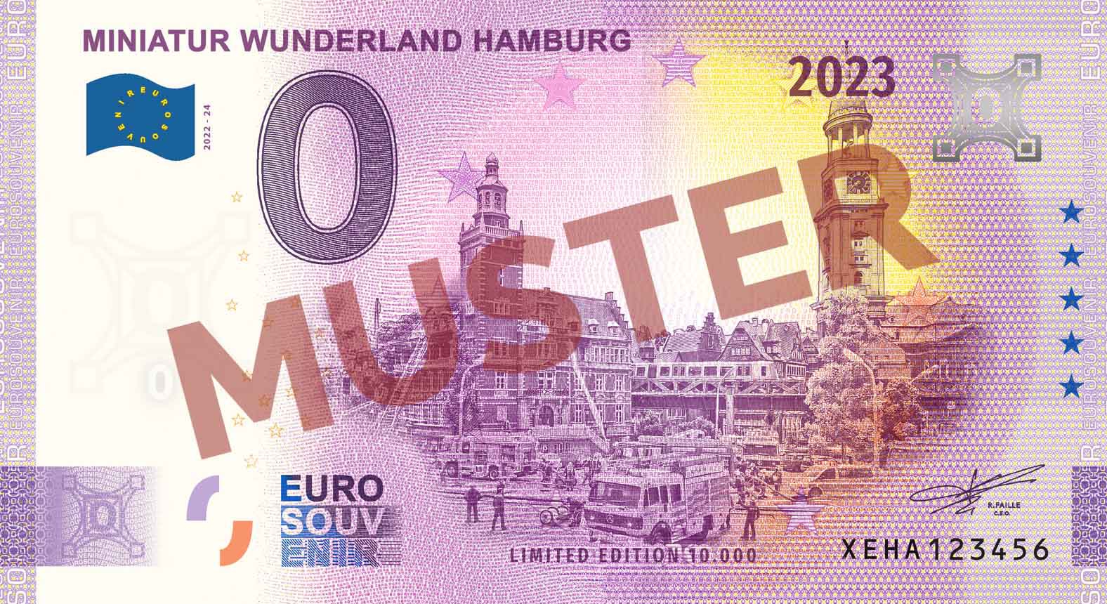 Euro-Souvenirschein Motiv "Feuer Finanzamt & Michel" (2023-24)