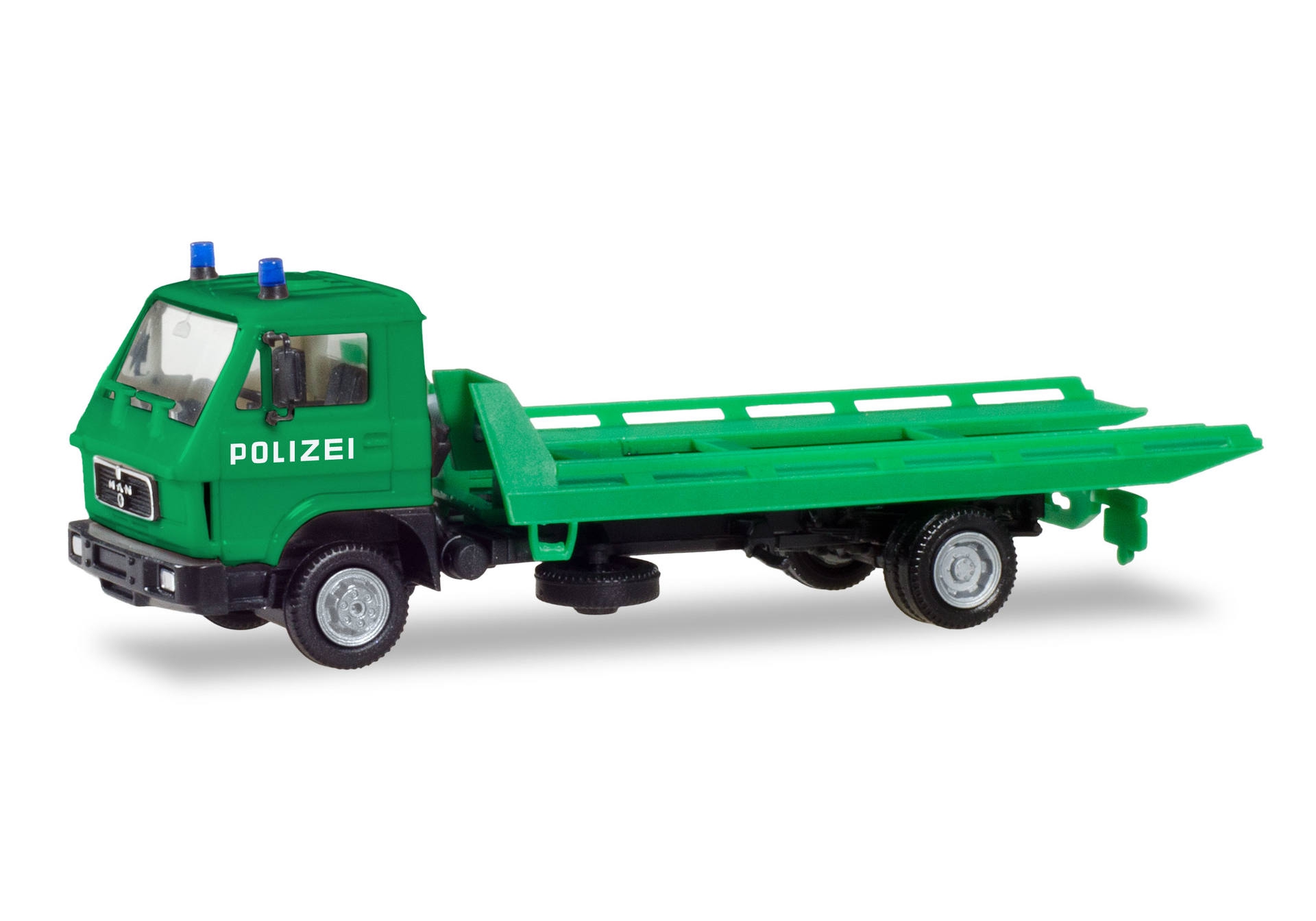 Herpa 094146 MAN G90 Plateau-Abschleppfahrzeug "Polizei"