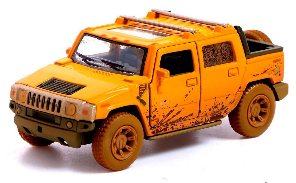 KINSMART 2005 Hummer H2 SUT Muddy - Red, Blue, Black, Yellow, model vehicle 1:40