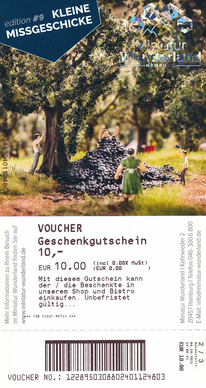 10 Euro Geschenkgutschein - Shop und Bistro