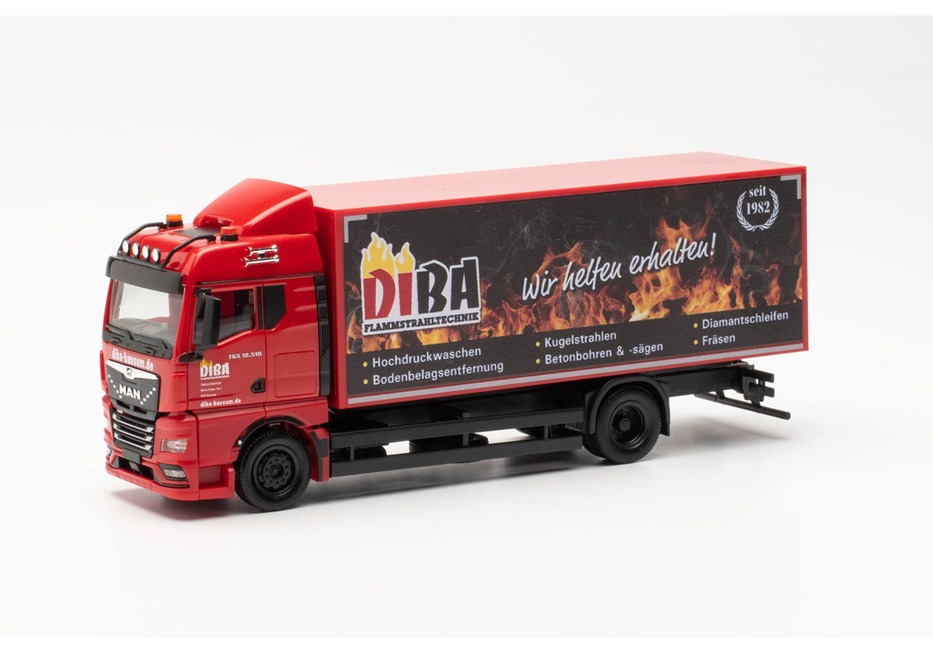 Herpa 953955 MAN TGX GM Koffer LKW "DIBA" Modellfahrzeug H0 1:87