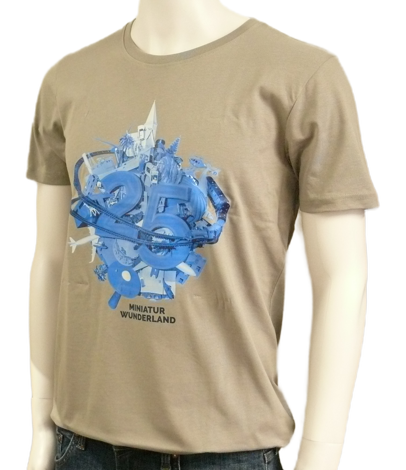 T-Shirt – 25 Years of Miniatur Wunderland – Anniversary Logo, Grey / Blue