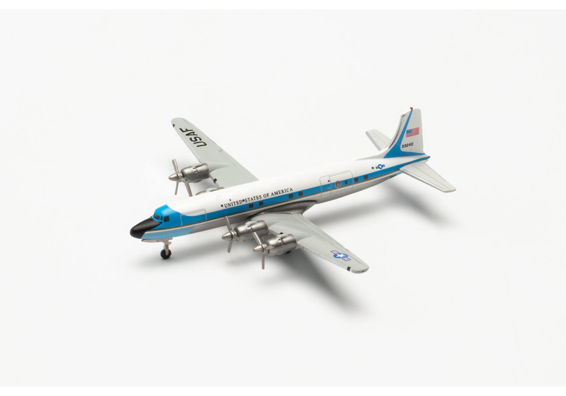 Herpa 537001 U.S. Air Force Douglas VC-118A - 1254th Air Transport (Special Missions) Wing, Andrews Air Base “Air Force One” 1:500  Herpa 537001 U.S. Air Force Douglas VC-118A - 1254th Air Transport (Special Missions) Wing, Andrews Air Base “Air Force One” 1:500