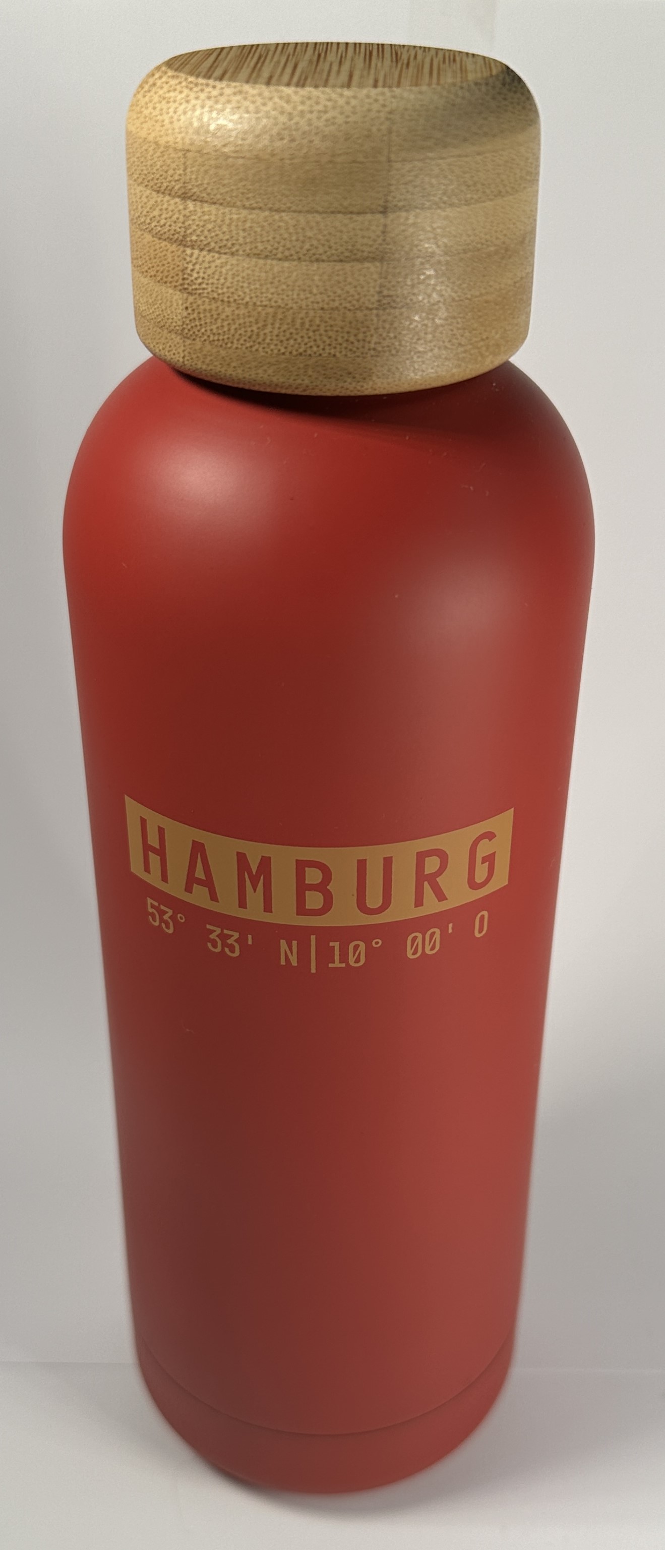 Trinkflasche Soft-Touch - "Hamburg - Koordinaten", rot