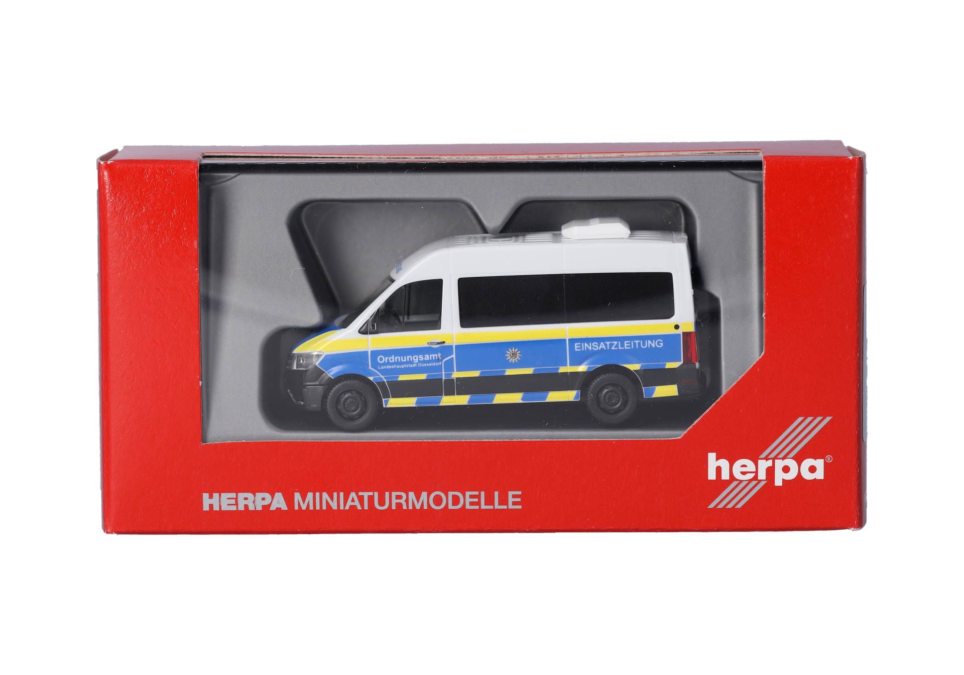 Herpa 097659 VW Crafter Bus Hochdach "Ordnungsamt Düsseldorf ELW" (Nordrhein-Westfalen/Düsseldorf) 1:87 Herpa 097659 VW Crafter Bus Hochdach "Ordnungsamt Düsseldorf ELW" (Nordrhein-Westfalen/Düsseldorf) 1:87