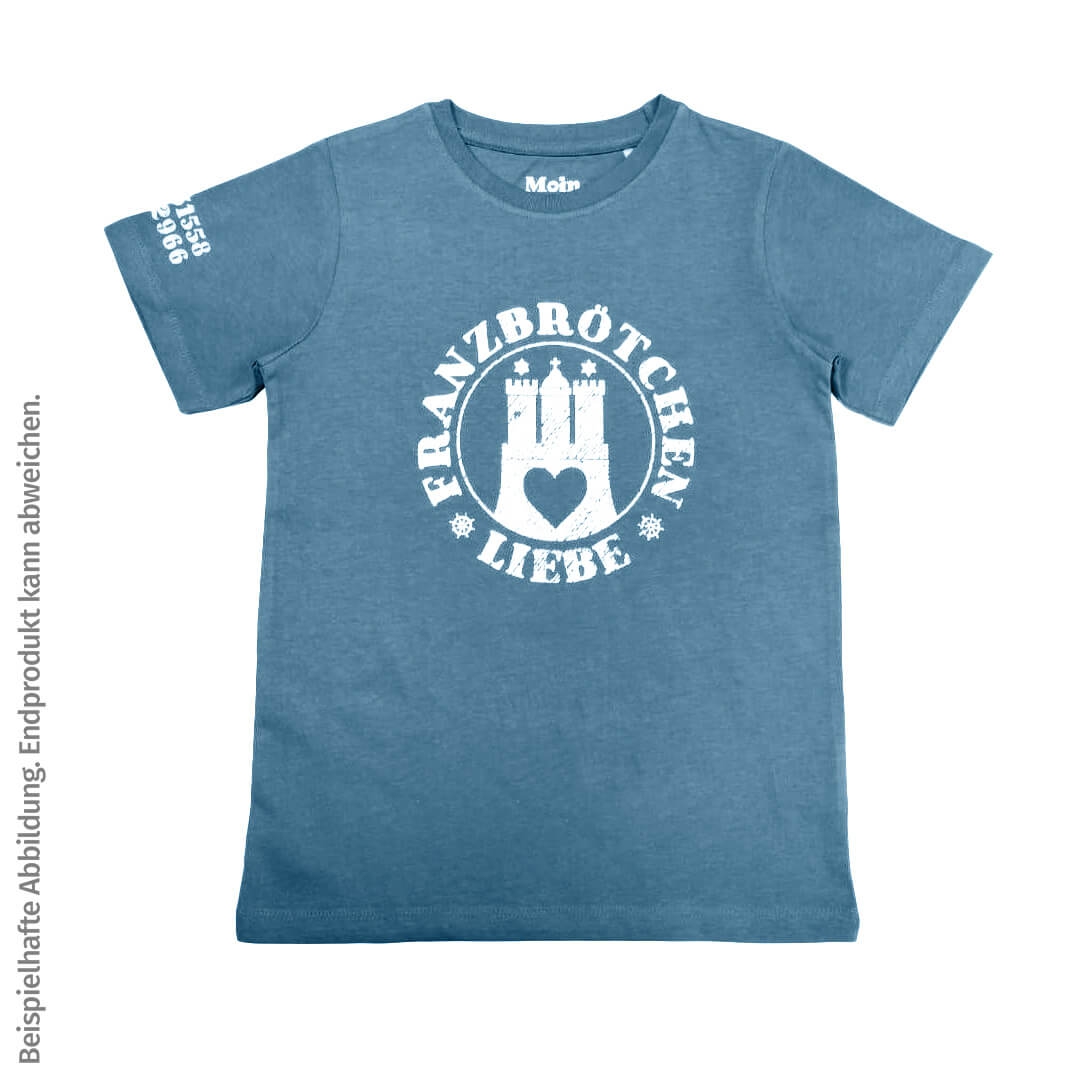 Franzbrötchenliebe T-Shirt unisex - Niagara blau mit weißem Print Franzbrötchenliebe T-Shirt unisex - Niagara blau mit weißem Print