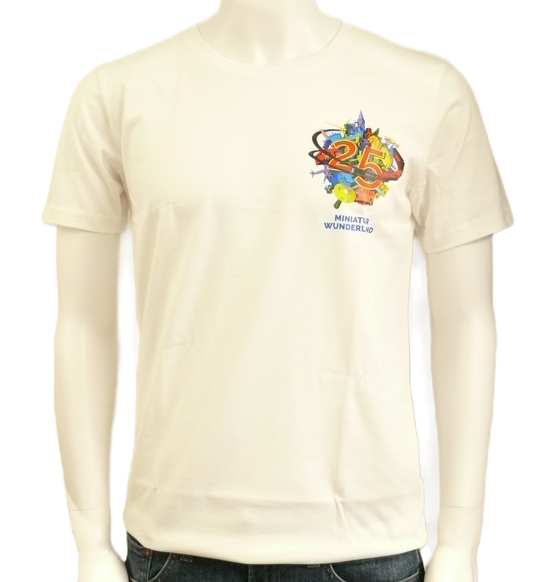T-Shirt – 25 Years of Miniatur Wunderland – Small Anniversary Logo, White