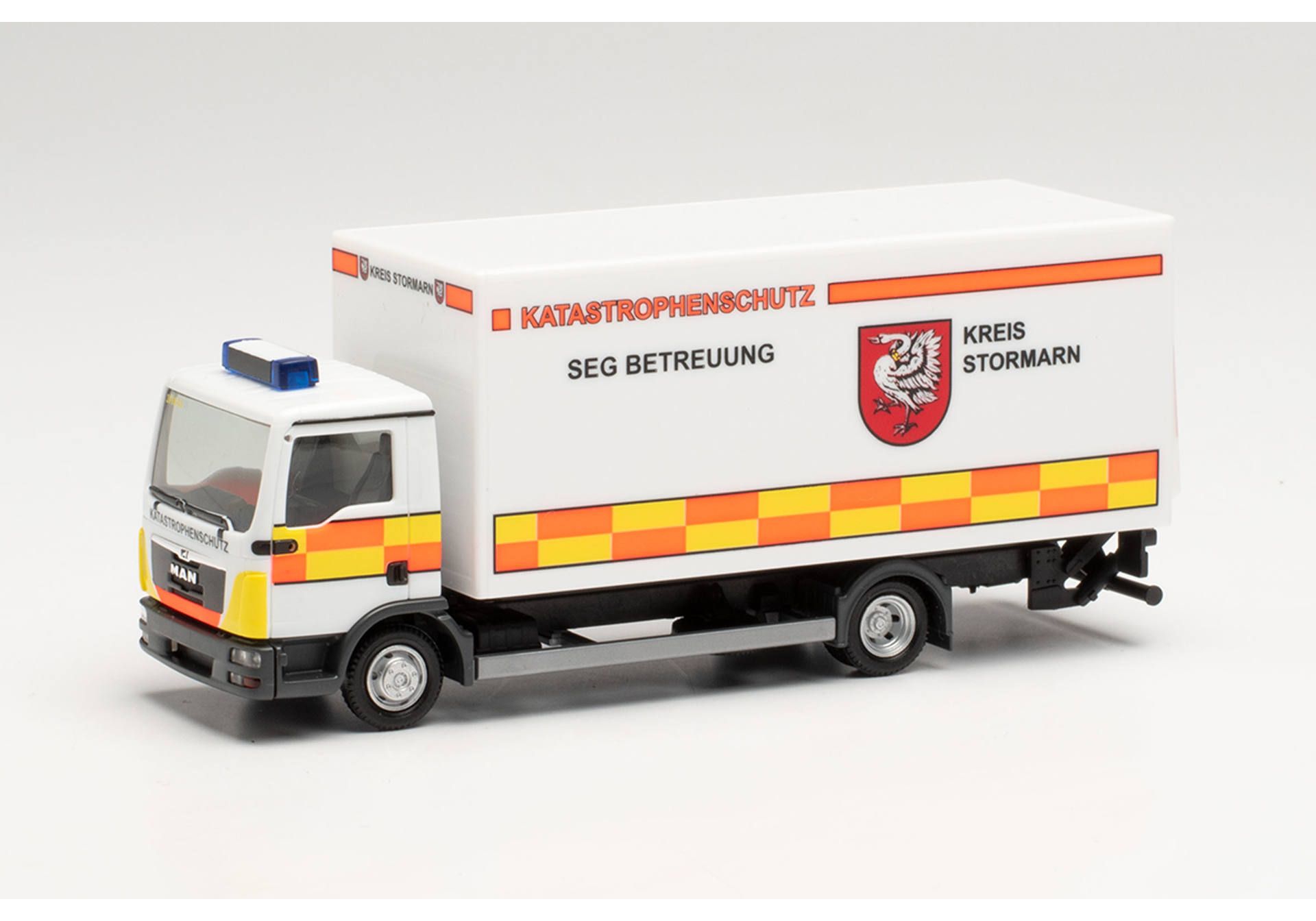 Herpa 096560 MAN TGL Koffer-LKW Ladebordwand Katastrophenschutz Kreis Stormarn Modellfahrzeug H0 1:87