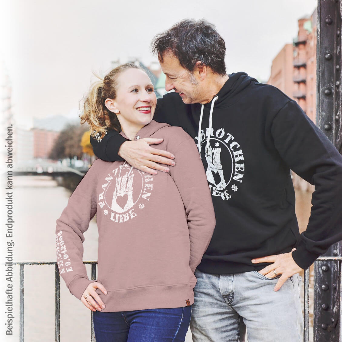 Franzbrötchenliebe Hoodie Damen - Pale Mauve blassrot mit weißem Print Franzbrötchenliebe Hoodie Damen - Pale Mauve blassrot mit weißem Print