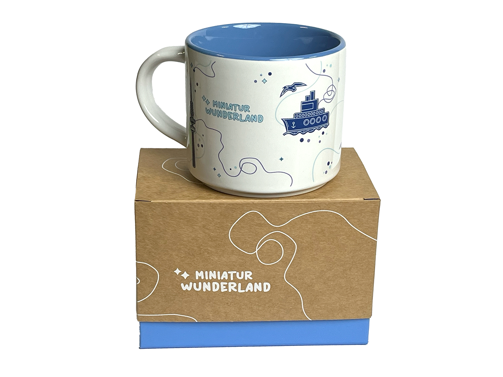 Becher  - Wunderland als Skizze, blau (Freunde)