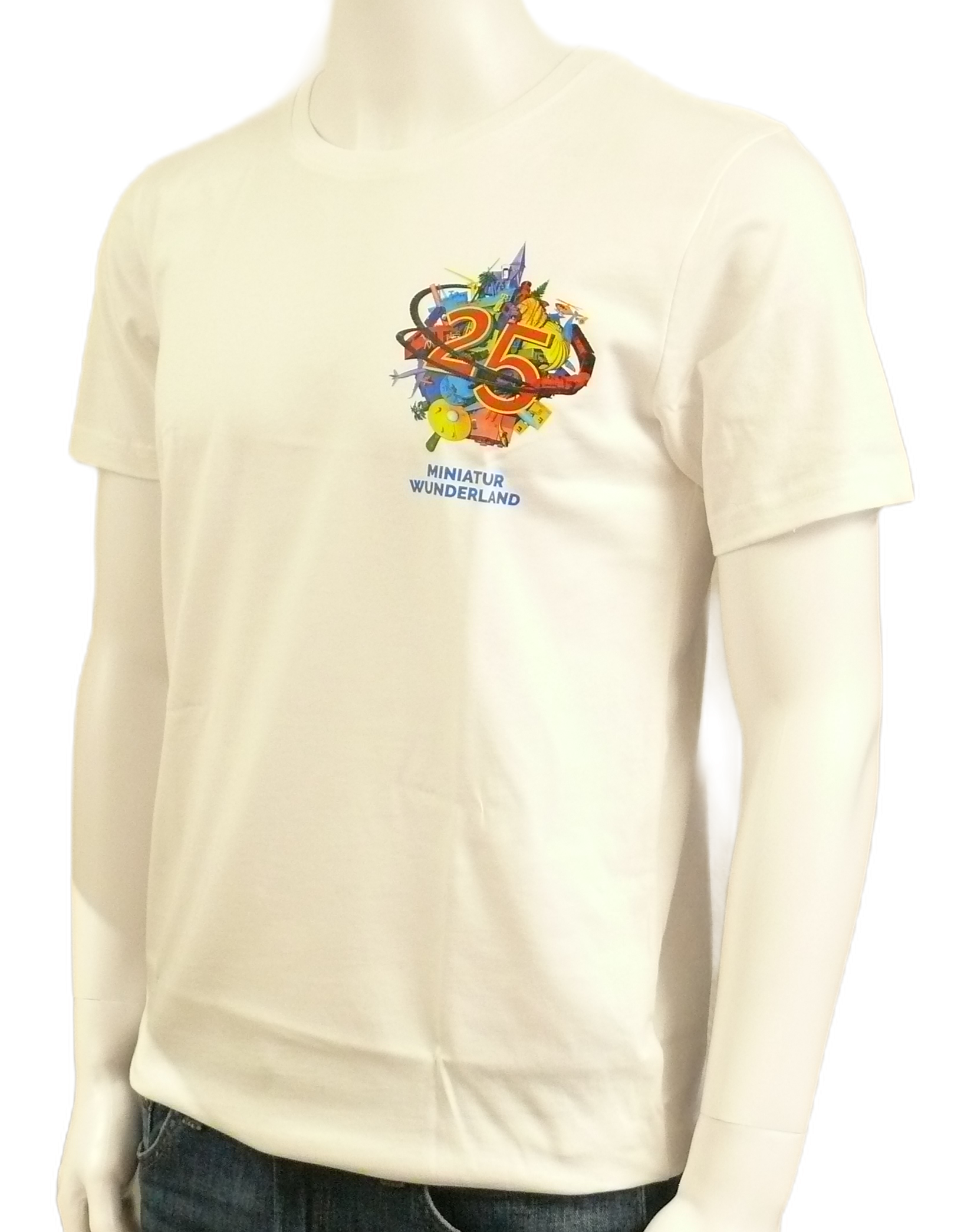 T-Shirt – 25 Years of Miniatur Wunderland – Small Anniversary Logo, White
