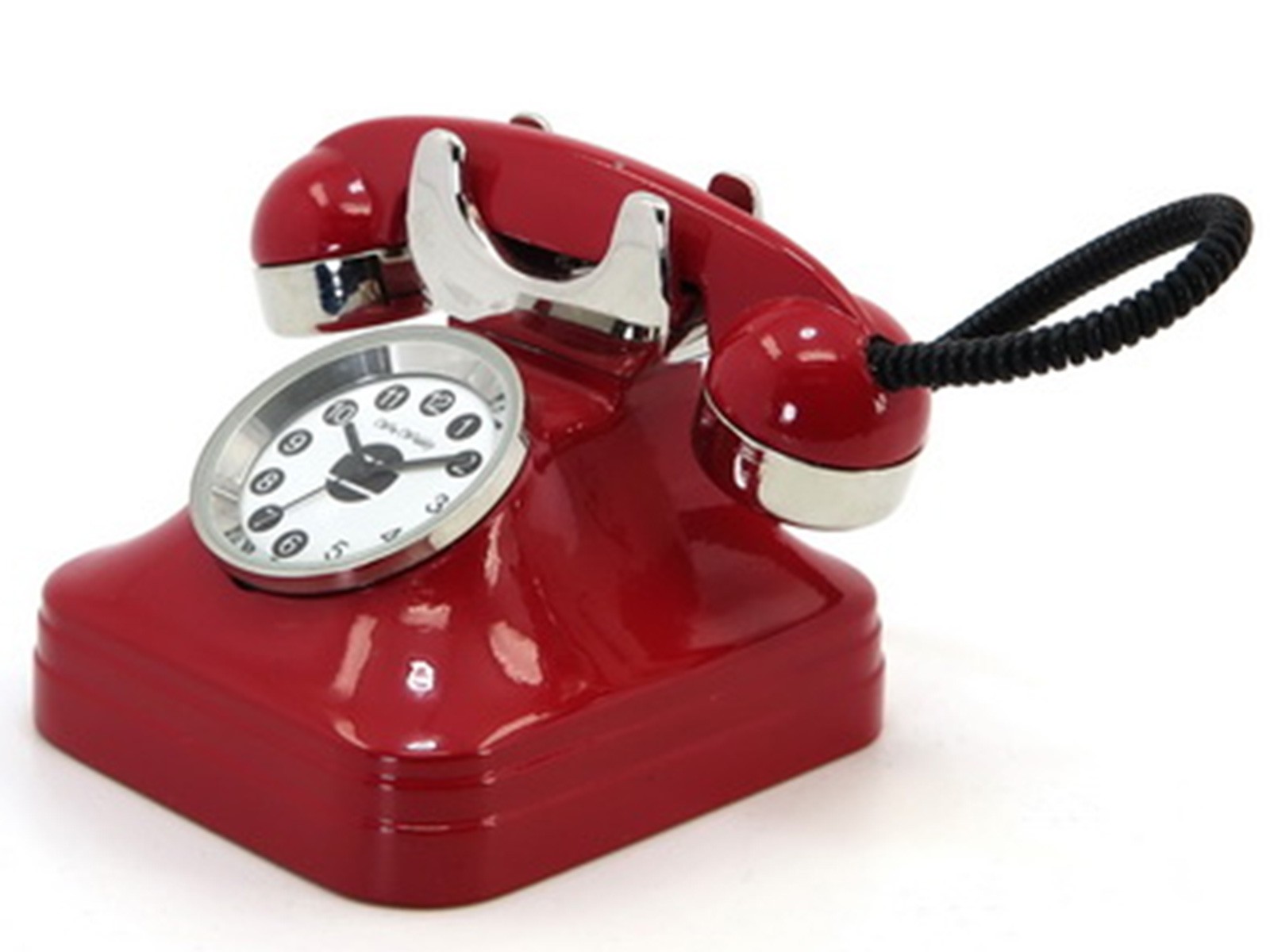 Miniatur-Uhr Telefon (rot)
