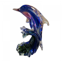 Kristallfigur Blauer Delfin Wellensockel 21,5cm