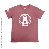 Franzbrötchenliebe Kids T-Shirt - Mauvewood rot mit weißem Print
