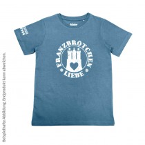 Franzbrötchenliebe T-Shirt unisex - Niagara blau mit weißem Print