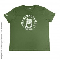 Franzbrötchenliebe T-Shirt unisex - Kale grün mit weißem Print