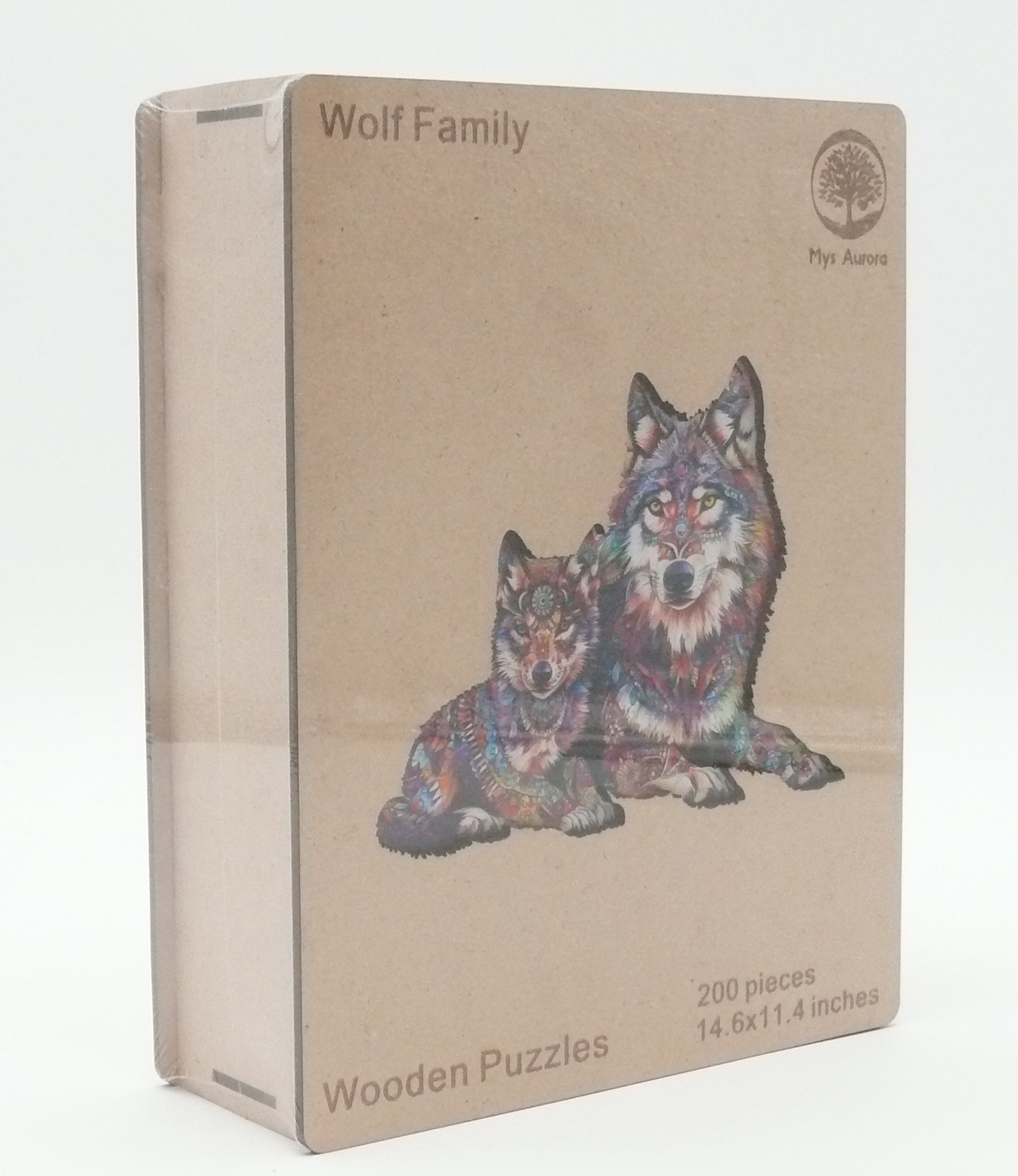 Wooden Puzzle – "Wolf Family" – 200 Pieces