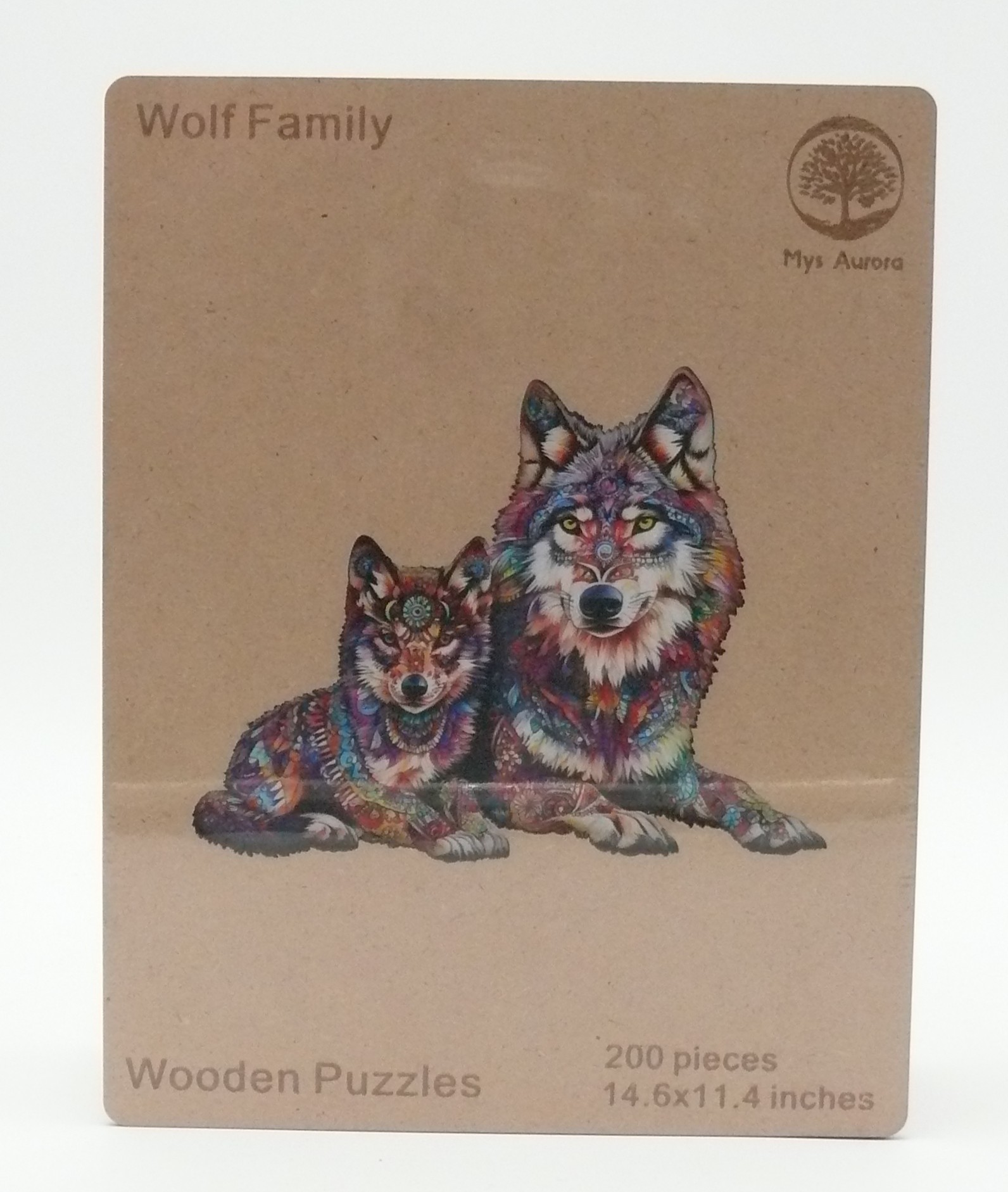 Wooden Puzzle – "Wolf Family" – 200 Pieces