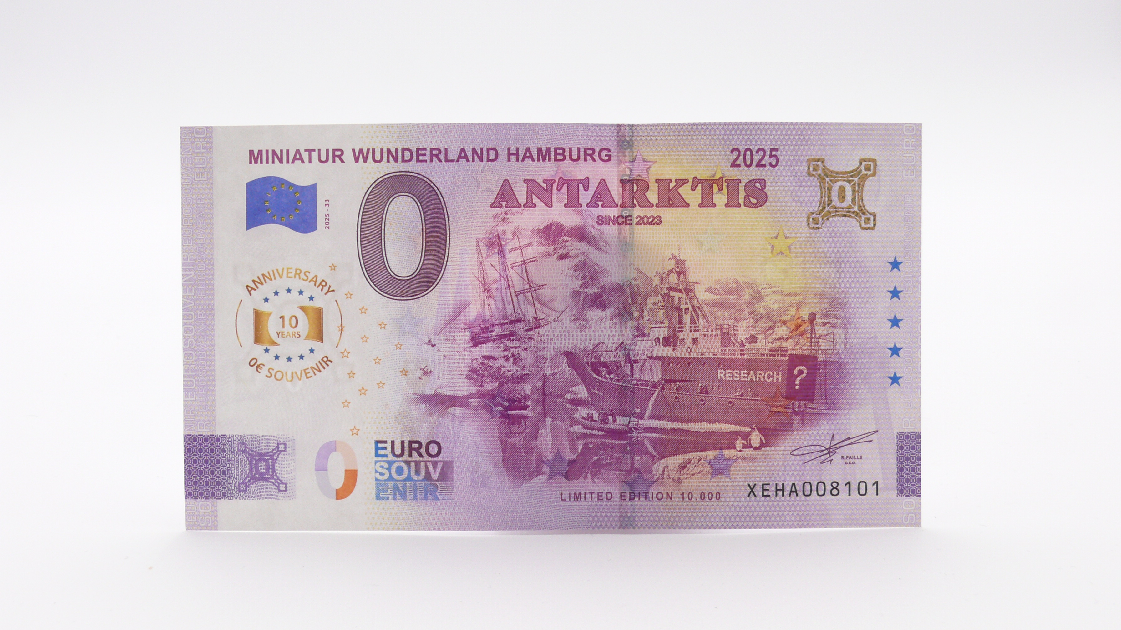 Euro-Souvenirschein Motiv "Antarktis" (2025-33) Anniversary-Edition