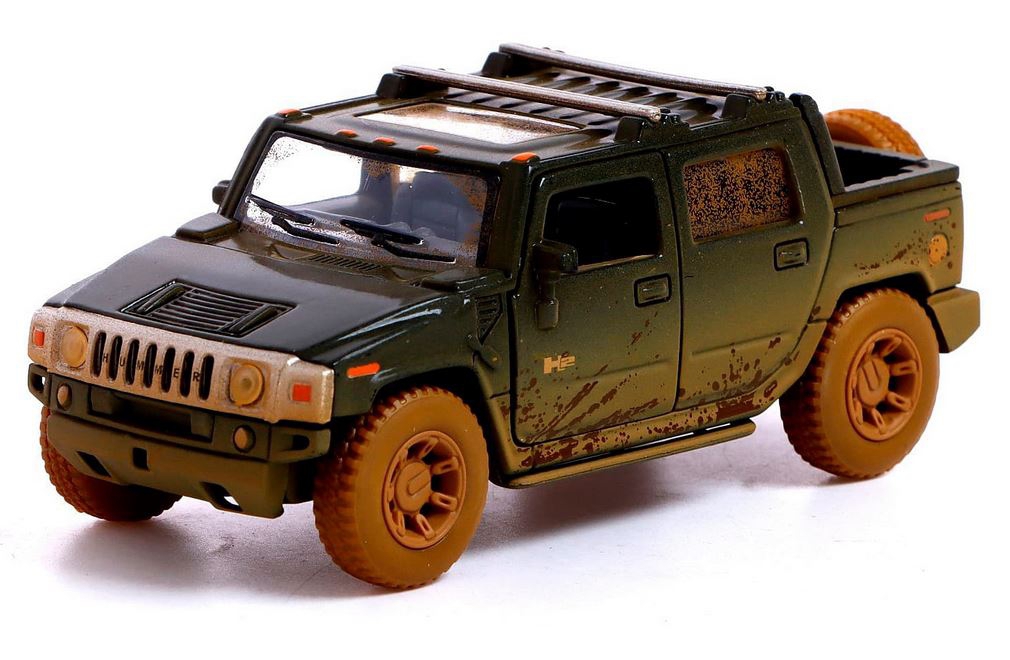 KINSMART 2005 Hummer H2 SUT Muddy - Red, Blue, Black, Yellow, model vehicle 1:40